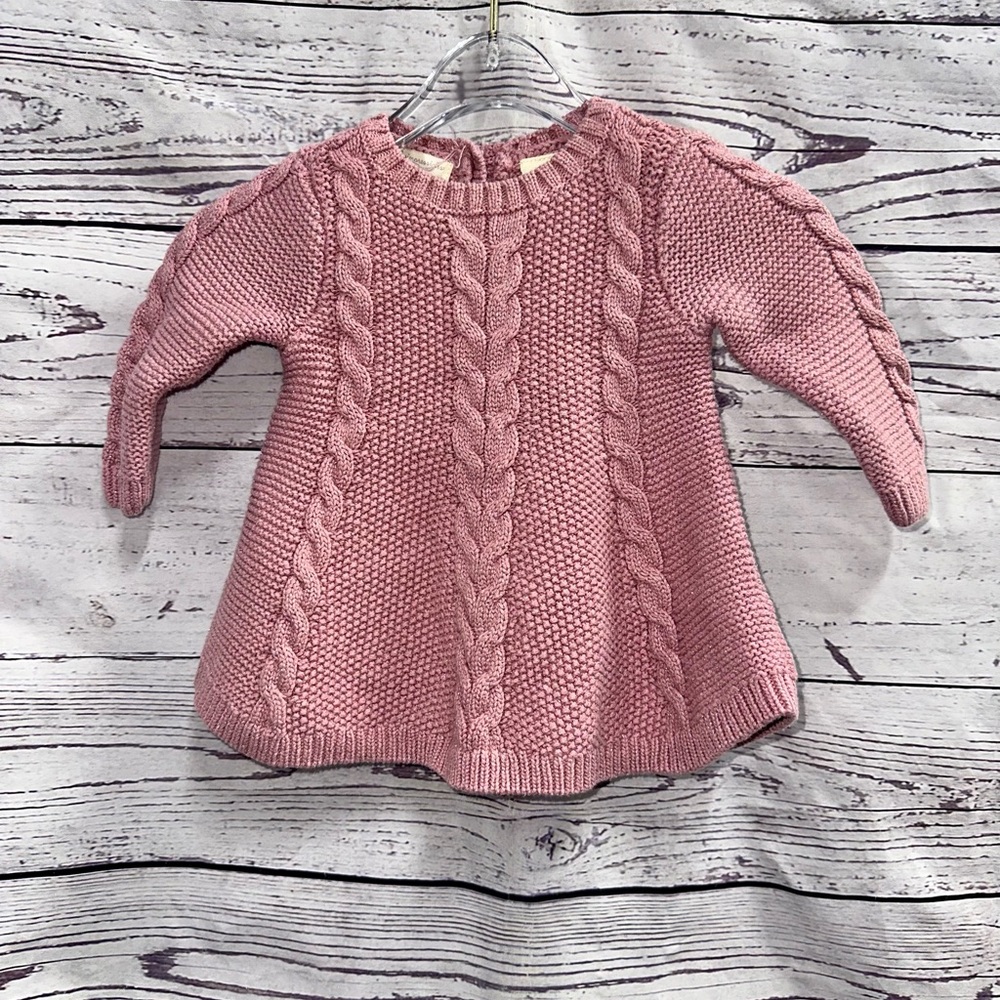 First Impressions Pink Cable Knit Sweater Dress Size 3-6 Months
